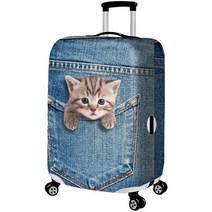 3D 고양이 수하물 보호 커버 18-32 인치 트롤리 트렁크 방진 여행 액세서리 슈트케이스 탄성, 03 C Case cover_01 S