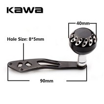 Kawa 새로운 낚시 릴 핸들 합금 소재 휠 로커 길이 90mm 구멍 크기 8*5mm Abu 및 Daiwa 용 슈트, 손잡이 40mm
