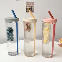 urkoteer대용량 물컵 접이식 빨대 휴대용 텀블러, 프레쉬 파우더 700ml+티쿠라+빨대