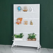 공간분리 철제 파티션 다용도 안전한 이동식 타공파티션, 화이트길이60x120바퀴포함20개후크)