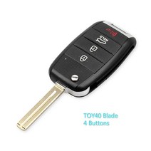 keyyou 교체 3 버튼 기아 기아 k2 k3 k5 carens cerato forte car fob 커버 하우징 원격 키 쉘 케이스 플립 접기, 4 버튼 TOY40
