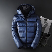 남성 구스다운 패딩점퍼 따뜻한 솔리드 후드 캐주얼 두꺼운 아웃웨어 캐주얼 90 화이트