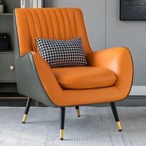 윙체어 싱글 디자인 원룸 소파 인테리어 1인용 편한 모던 쇼파, 회색과 주황색