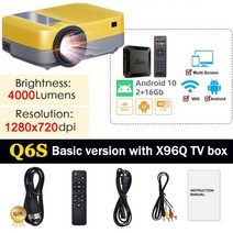 가정용빔프로젝터 salange q6s video for movie hd 캠핑용빔프로젝터, q6s는 tv 박스를 추가, EU 플러그