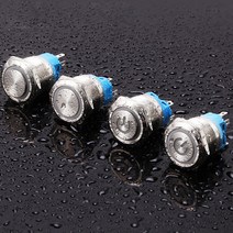 16mm 5핀 금속 메탈 방수 푸쉬 버튼 스위치 LED 조명 DIY, 락형스위치, 기본형링(빨강), 1개