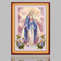 성모 마리아 카톨릭 종교 인테리어 그림 보석 십자수 재료 만들기 세트, 70x100cm