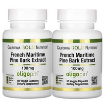 씨지땡 캘리포니아골드뉴트리션 프랑스 해양 소나무껍질 추출물 100 mg 60베지캡슐 2병 ( 피크노제놀 올리고핀 폴리페놀 고약사추천 ), 2개