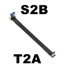 견고한 USB 유형 C 리본 케이블 플랫 EMI 차폐 FPC 3.1 90도 각도 커넥터 하향 3CM-3M 어댑터, 04 S2B-T2A_19 150CM