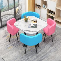 4인용 식탁 4인 의자 세트 세라믹 포세린 원형 테이블 카페 식당 레스토랑, 31 라이트 레이크 블루
