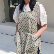 방가지똥 앞치마 통원피스 베이지 애메랄드그린 앞치마
