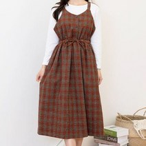셀러허브 여성패션 ONM JJM-SS244 여자체크어깨끈뒷밴딩원피스