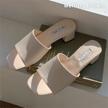 로즈블로썸 멜팅브라운 여성 데일리 토오픈 뮬 슬리퍼 미들힐 9color (8258946)