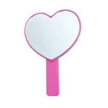 하트거울 휴대용 거울 작은 심장 모양의 화장 플라스틱 여행 여성 소녀용, 빨간