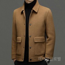 중년 남성 울 캐시미어 자켓 쇼트 코트 카라 버튼 두꺼운 재킷 40대 50대 아빠