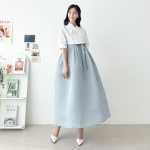 민한복 74번 보스케 여성 계량 철릭 원피스 개량 퓨전 허리 치마 드레스 여자 생활한복