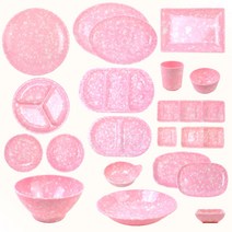 뉴트로 마블 멜라민 분식 그릇 안깨지는 캠핑용 피크닉 접시 면기 핑크 블루 16종 4color, 8. 칸종지, 그린, 1개
