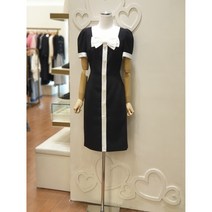 샤틴 스퀘어넥 리본 포인트 슬림핏 원피스