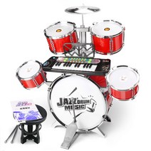 드럼배우기 토이 오버사이즈 타악기 스네어드럼, E.열정레드플라스틱경사면드럼+전자오르간송고음표