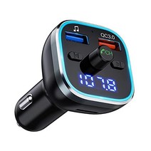 Octeso Bluetooth Car Adapter Bluetooth FM Transmitter for Car with QC3.0 Quick Charge & 6 RGB Color, 1개