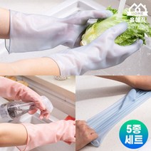 홈매직 만능 파스텔 논슬립 고무장갑 5종세트 TENGLV-2, 파스텔5종, 그린 5매_M