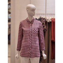 크로커다일 레이디 면 마 혼방 체크 블라우스 CLAMBL201.RE