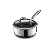 정품 HexClad 1쿼트 하이브리드 스테인리스 스틸 냄비(유리 뚜껑 포함) 차가운 손잡이 들러붙지 않음 식기 세척기 오븐 안전 인덕션 세라믹 및 가스 쿡탑에서 작동, 2 Quart