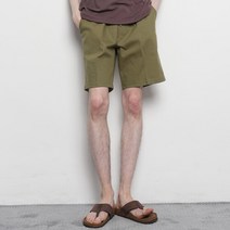 에이본 맨 베이직 코튼 스판 밴딩 면반바지 카키