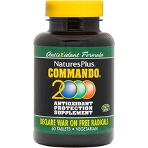 네이처스플러스 Commando 2000 60정 산화 방지제 보호 뇌 순환 기능 지원 ampamp 면역 시스템 채식 글루텐 프리 30인분