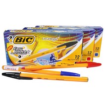 빅볼 오렌지화인 볼펜 0.7mm 12입 검정, 20개