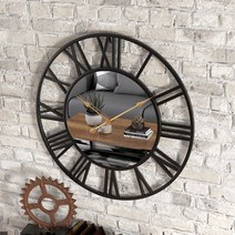 명품벽시계 벽시계 금속 거울 벽 시계 현대 디자인 침묵 대형 Reloj De Pared, [03] 60CM Diameter, [01] Mirror Black