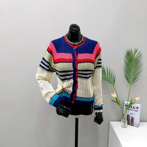 [가을 무배] 비비드 그물 배색 가디건 2컬러