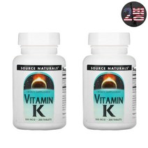 1+1 소스내츄럴 비타민K 파이토나디온 500mcg 칼슘 스테아르산 실리카 200정, 2통