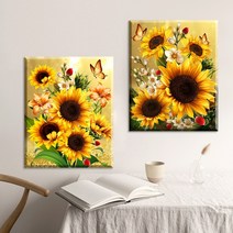 파센 2P 액자 보석십자수 캔버스형 DIY 키트 40 x 50 cm, FN01.금빛해바라기
