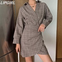 립걸도아 체크 랩원피스