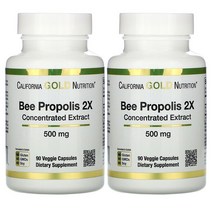 California Gold Nutrition 캘리포니아 골드 뉴트리션 비 프로폴리스 2X 500mg 식물성캡슐 90정 2팩 Bee Propolis 2X