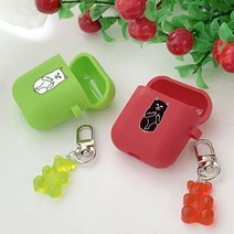 아칸케이스 욕하는고양이 에어팟케이스, 핑크, 화이트