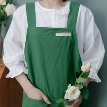 그녀의라이프앤 북유럽풍 감성 주방 앞치마 면 린넨 원피스 C형, 1매, 스카이블루