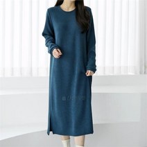 브이와이 여자 롱 FW 라운드 롱슬리브 민무늬 원피스