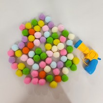 펫카 고양이장난감 양털공 100P+발사기, 1팩, 랜덤색상