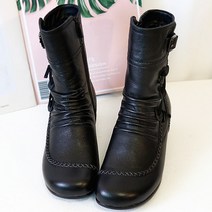 생크 천연소가죽 미들부츠(4cm)털내피 부츠 방한부추 발편한 부츠