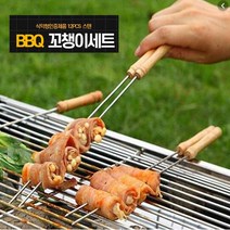 와이앤케이몰 바베큐 우드손잡이 스텐 꼬챙이 양꼬치 고기 야채 12PCS BBQ 꼬챙이세트 바베큐그릴