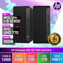 HP 엘리트타워 800 G9 TWR 6J9X3PA 12세대 i9-12900 FreeDOS 윈11홈 고성능 데스크탑, 32GB/SSD1TB/HDD2TB/윈도우11홈
