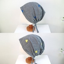 원더풀데이즈 깅엄체크끈두건 4color 사계절 식당 위생 항암 김수미 면 린넨 요리 조리 공방 헤어두건