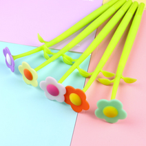 근이몰 24종류 예쁜 볼펜 선물 실리콘 중성펜(0.5mm), 파랑꽃