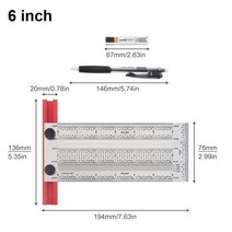 6/12 Inch Line Ruler Precision Marking 1/ 64" T Woodworking Tools Stainless Steel Positioning S, CN, 6Inch