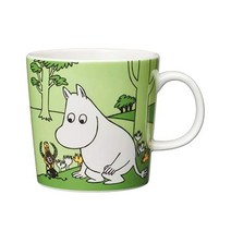 이딸라 새 여름 디자인: 아라비아 세라믹 무민 머그컵 10.14 fl oz - Moomintroll Green Grass