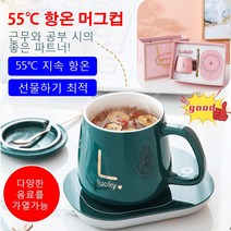 55도 서모스탯 USB 서모스탯 오피스 찻잔 세트, 401-500ml, 1+1핑크(USB)