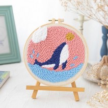 DIY 키트 펀치 프랑스 세트 집콕 니들 취미 자수 펀칭 펀치니들 도안 러그 집순이취미 펀칭니들, 1펀칭니들세트-하늘