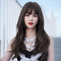 지수 긴머리 웨이브 앞머리 전체 가발 여성, 단일디자인, 단일사이즈