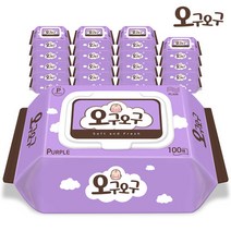오구오구 아기물티슈 퍼플 40gsm 캡형 100매 x 20팩, 단품, 20개